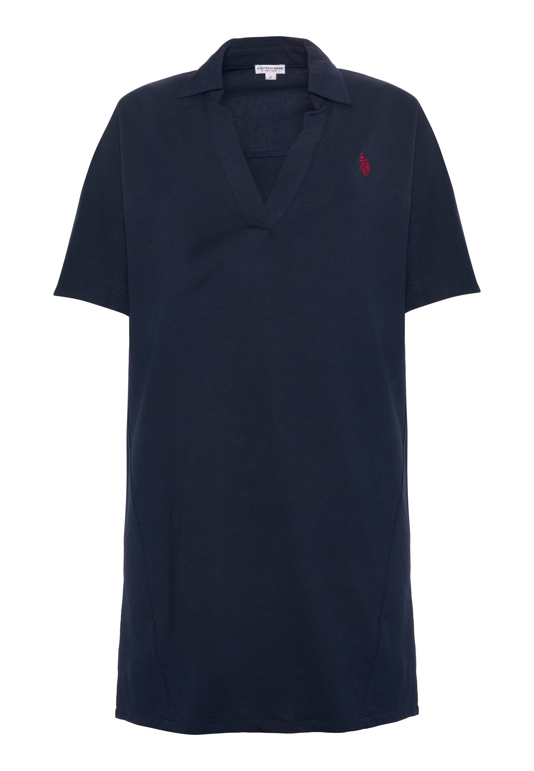 Abito da donna in cotone stretch con colletto e scollo a V