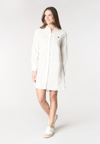 Abito chemisier da donna in lino con colletto classico