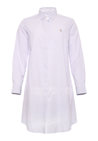 Abito camicia a maniche lunghe da donna in cotone popeline a righe