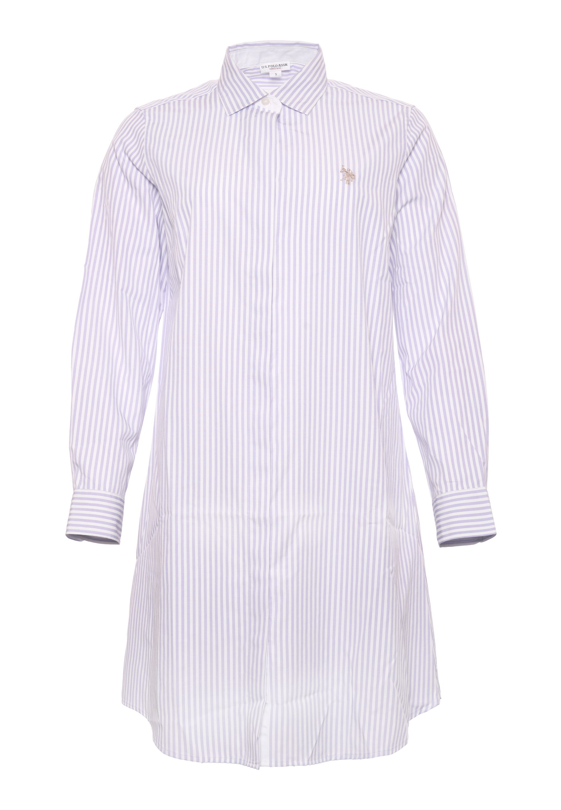 Abito camicia a maniche lunghe da donna in cotone popeline a righe