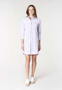 Abito camicia a maniche lunghe da donna in cotone popeline a righe