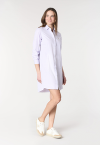 Abito camicia a maniche lunghe da donna in cotone popeline a righe