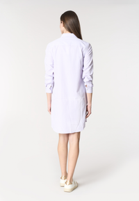 Abito camicia a maniche lunghe da donna in cotone popeline a righe