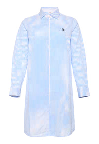 Abito camicia a maniche lunghe da donna in cotone popeline a righe