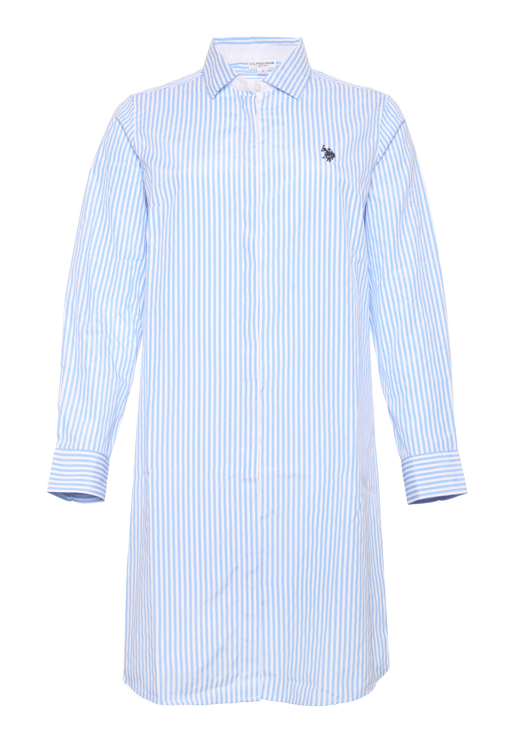 Abito camicia a maniche lunghe da donna in cotone popeline a righe
