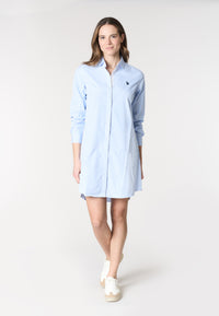 Abito camicia a maniche lunghe da donna in cotone popeline a righe
