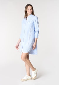 Abito camicia a maniche lunghe da donna in cotone popeline a righe