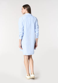 Abito camicia a maniche lunghe da donna in cotone popeline a righe