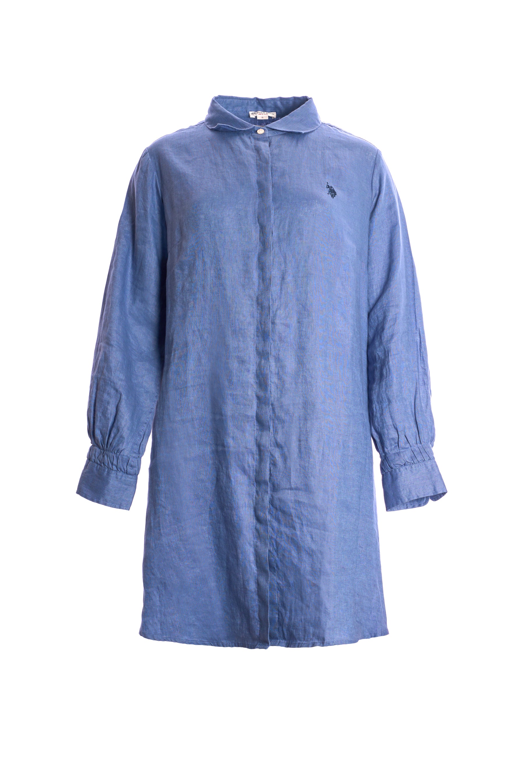 Abito chemisier da donna in lino con colletto classico