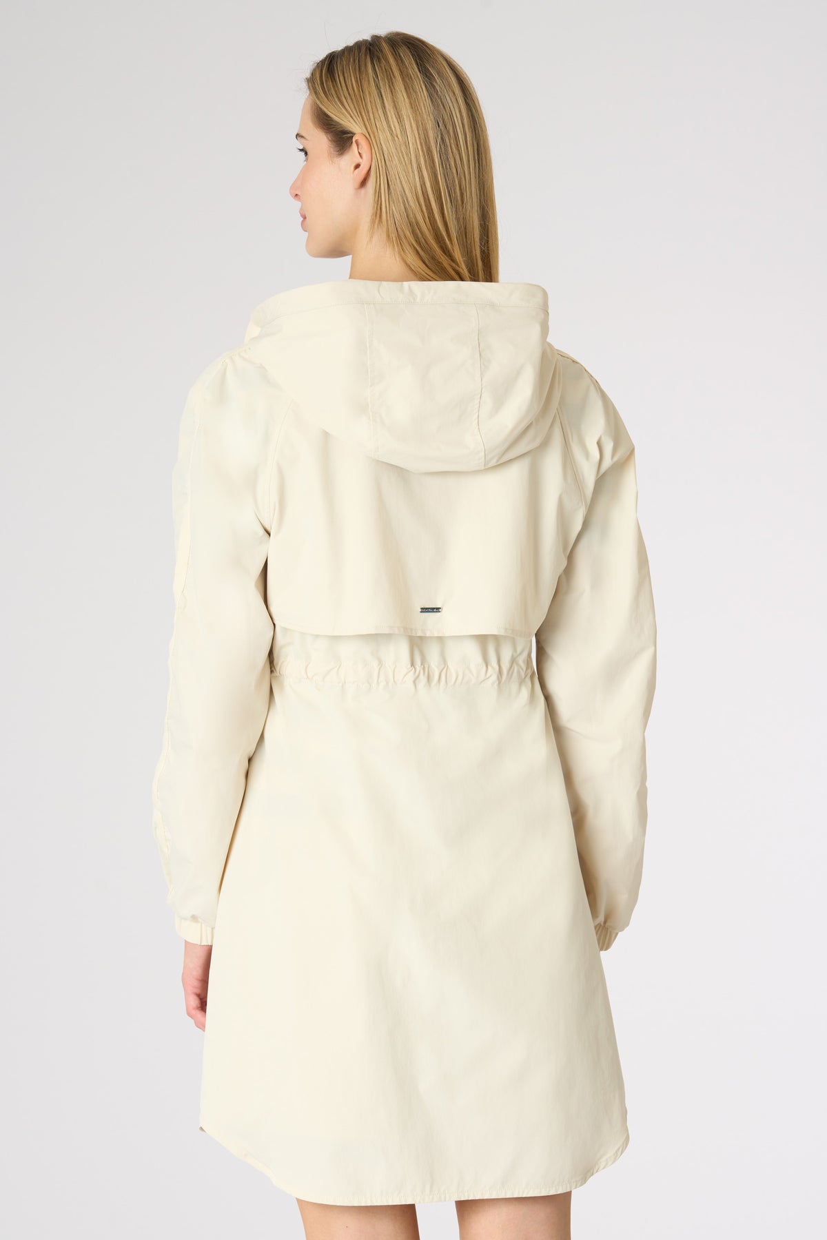 Trench da donna con cappuccio e coulisse regolabile