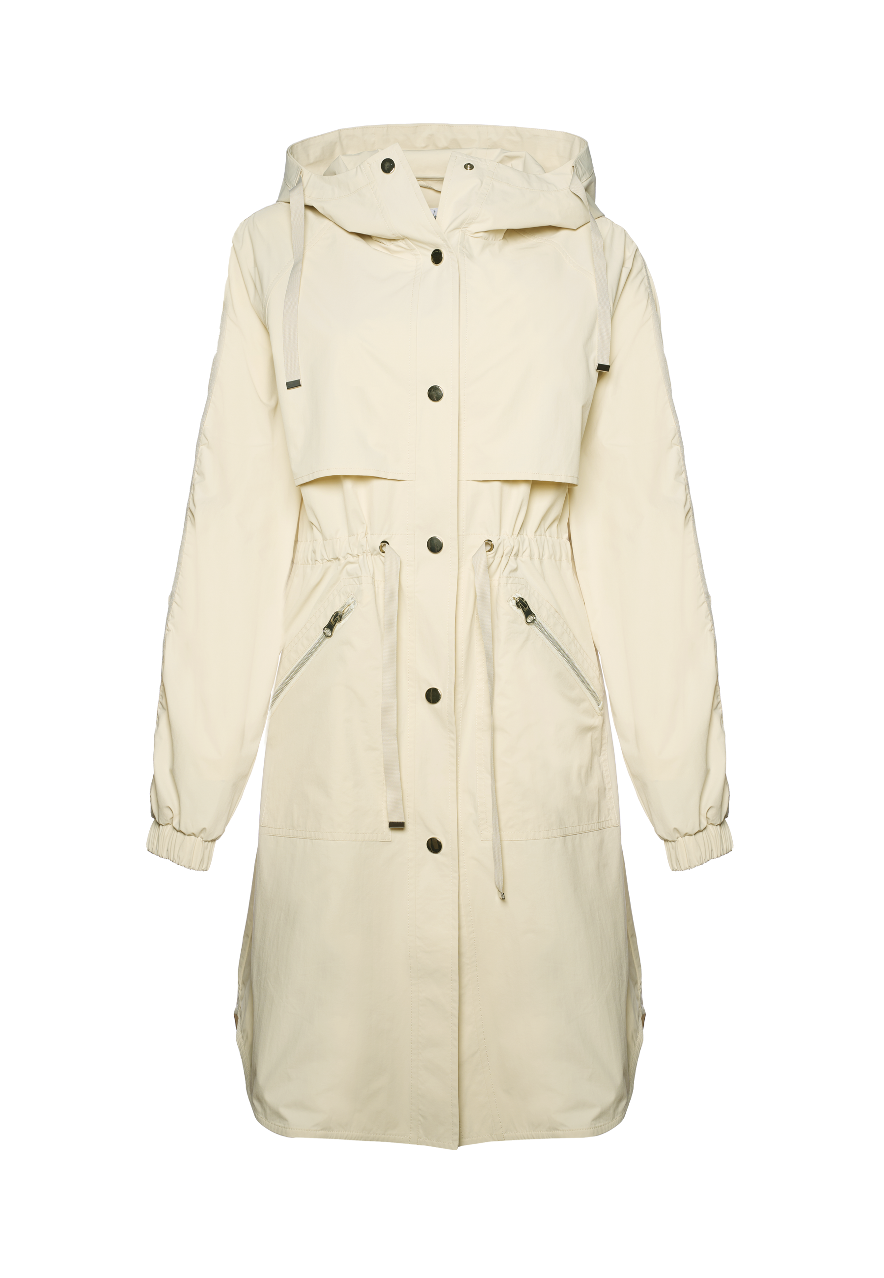 Trench da donna con cappuccio e coulisse regolabile