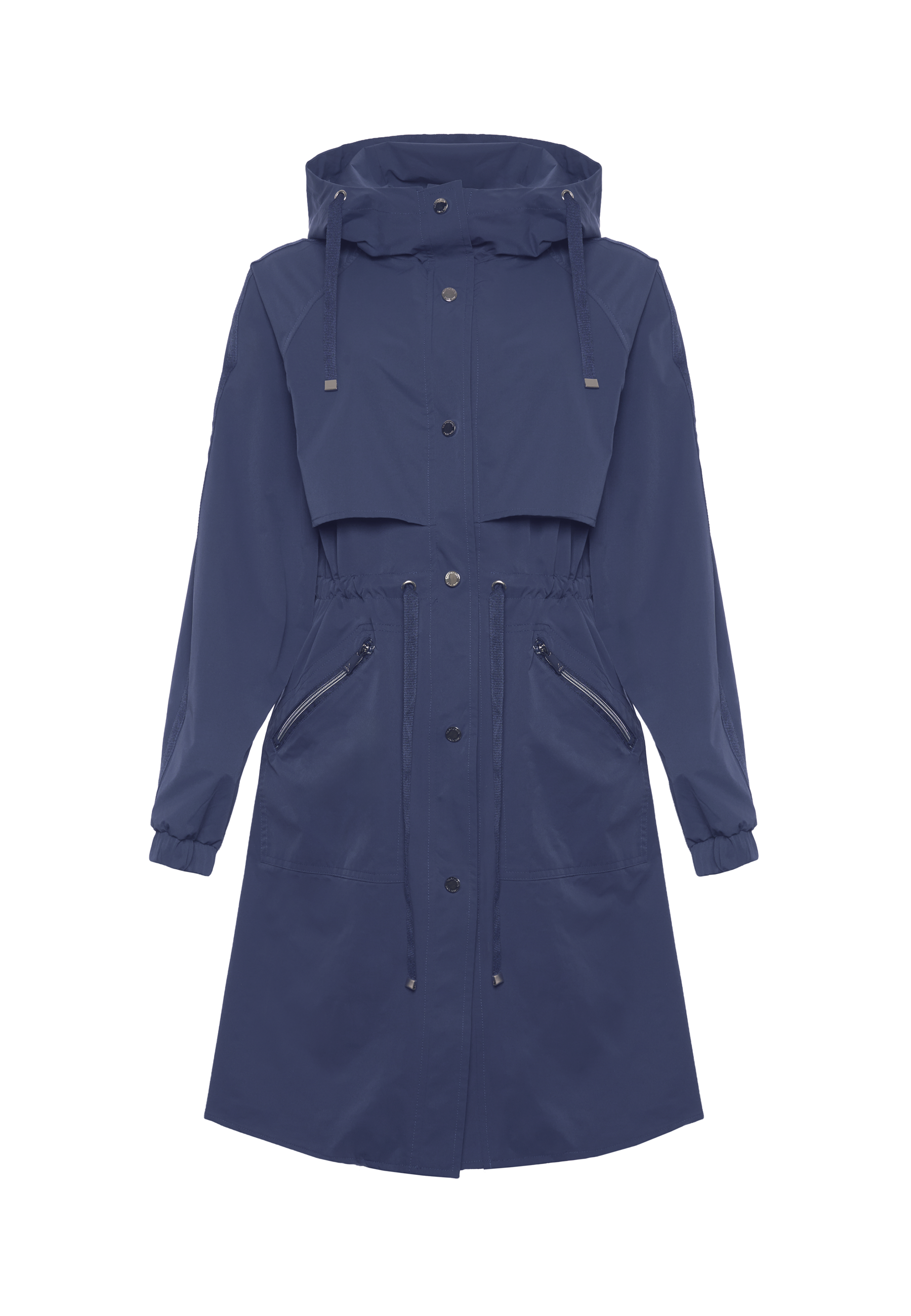 Trench da donna con cappuccio e coulisse regolabile