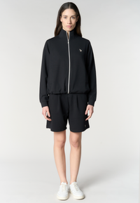 Pantalone corto sportivo da donna con vita elasticizzata e pinces frontali