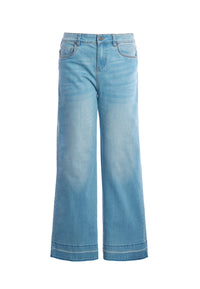 Pantalone denim cinque tasche da donna con gamba ampia
