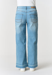 Pantalone denim cinque tasche da donna con gamba ampia