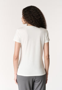T-shirt da donna a maniche corte in cotone con scollo a V