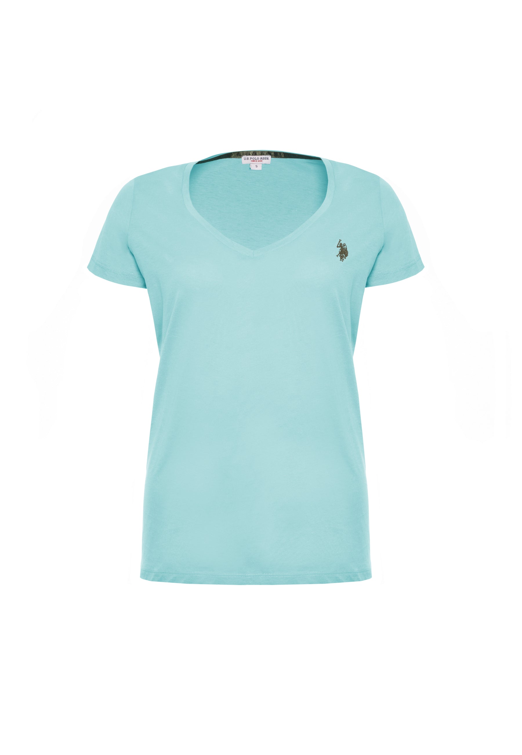 T-shirt da donna a maniche corte in cotone con scollo a V