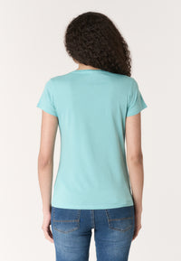 T-shirt da donna a maniche corte in cotone con scollo a V