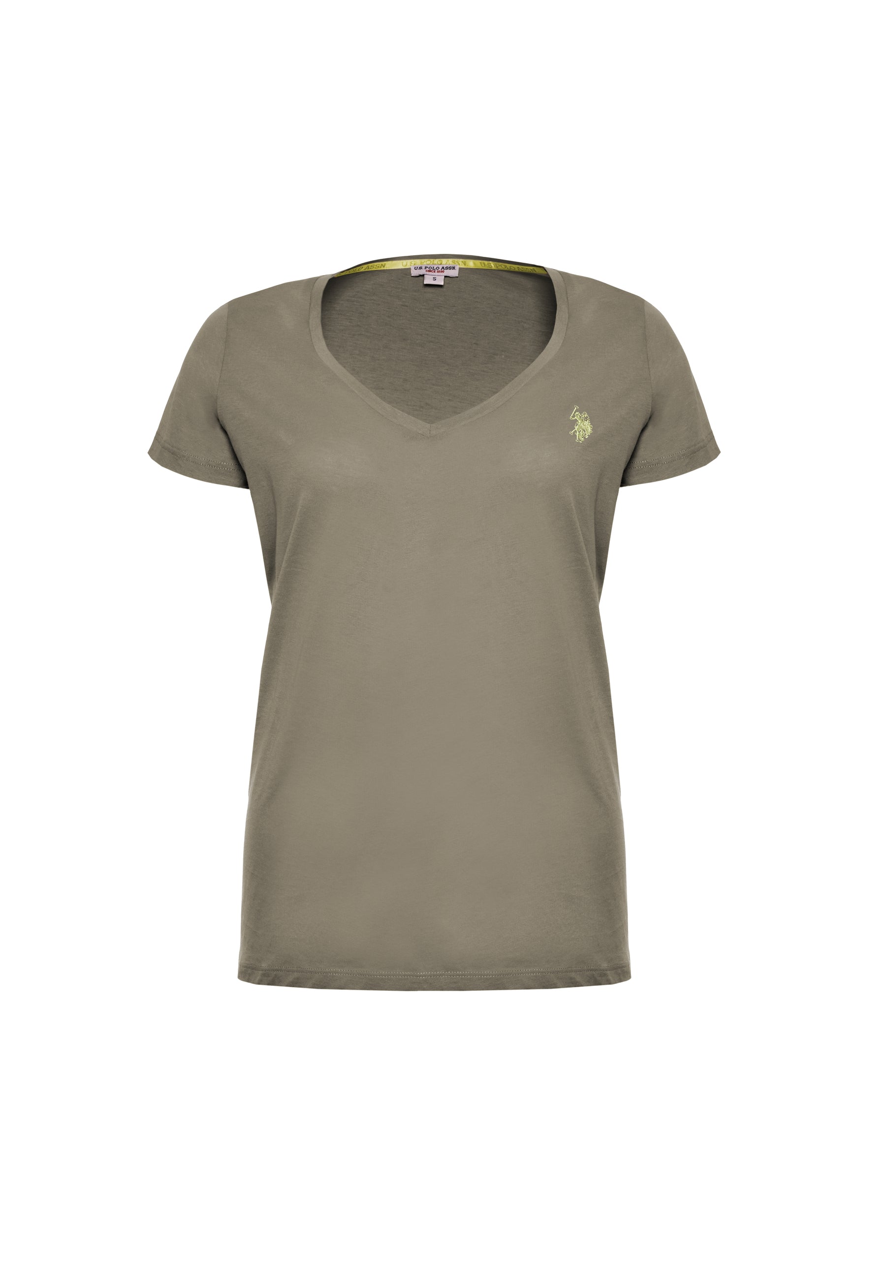 T-shirt da donna a maniche corte in cotone con scollo a V