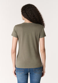 T-shirt da donna a maniche corte in cotone con scollo a V