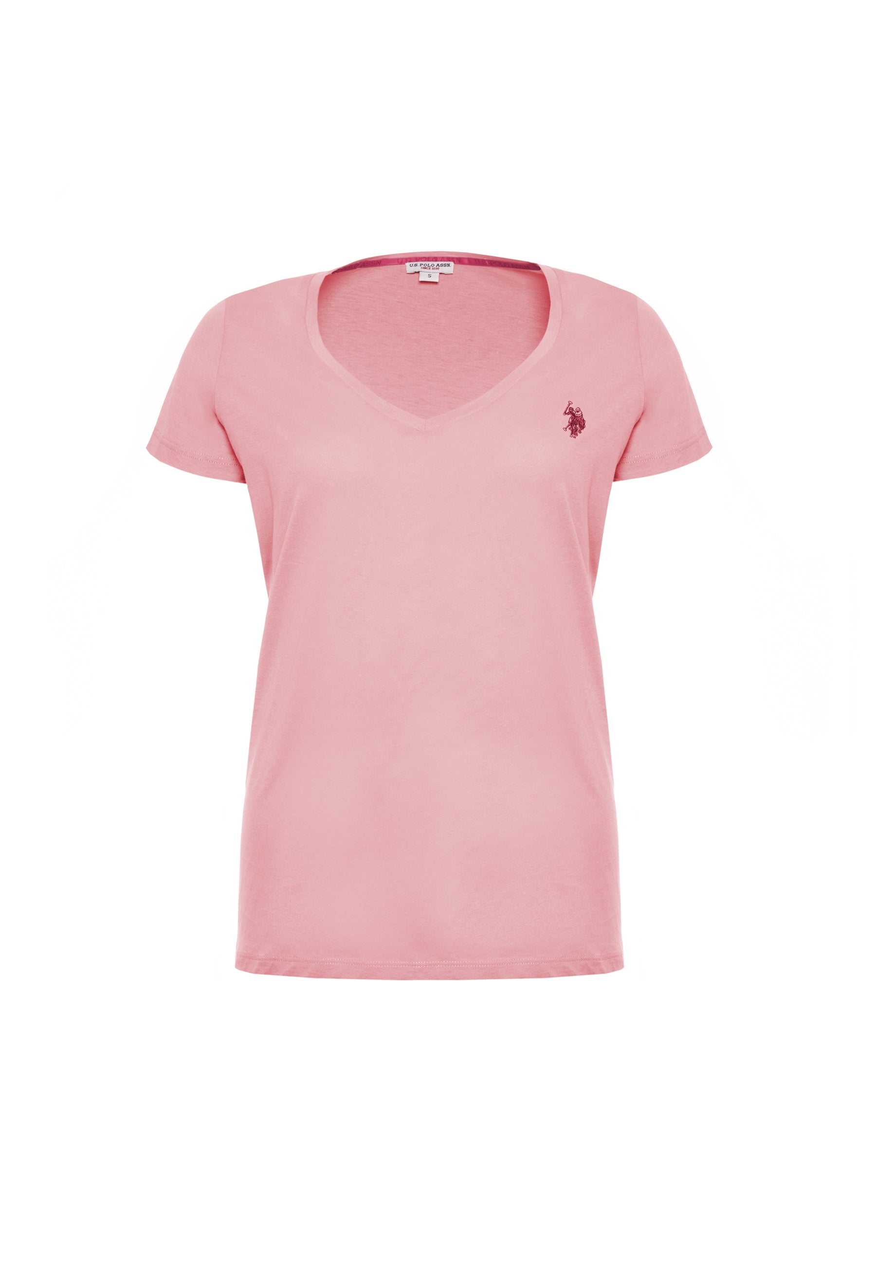 T-shirt da donna a maniche corte in cotone con scollo a V
