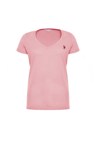 T-shirt da donna a maniche corte in cotone con scollo a V