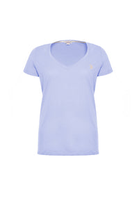 T-shirt da donna a maniche corte in cotone con scollo a V