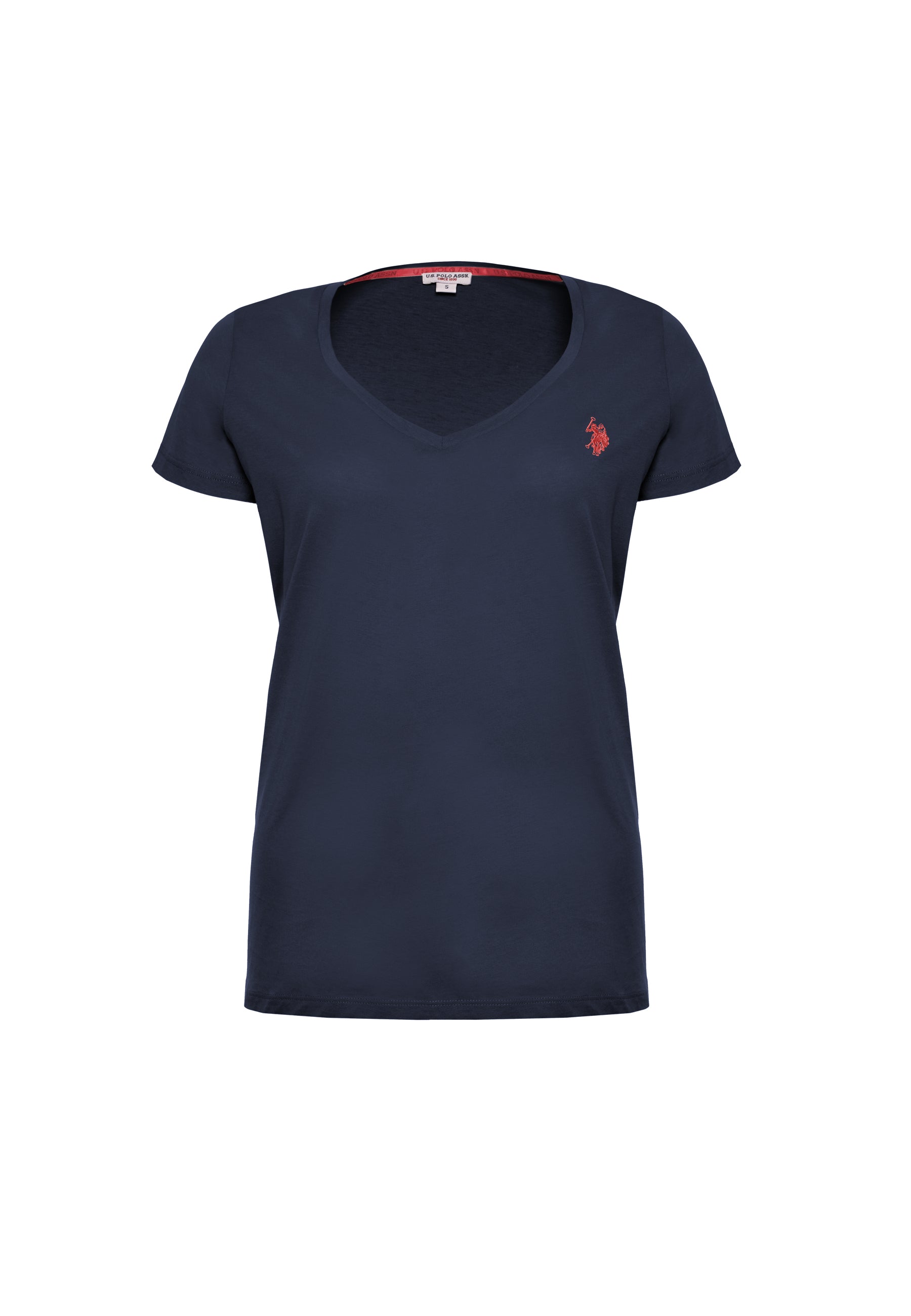 T-shirt da donna a maniche corte in cotone con scollo a V