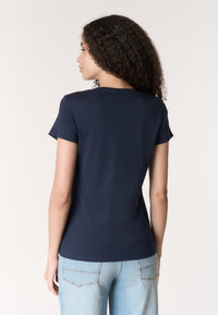 T-shirt da donna a maniche corte in cotone con scollo a V