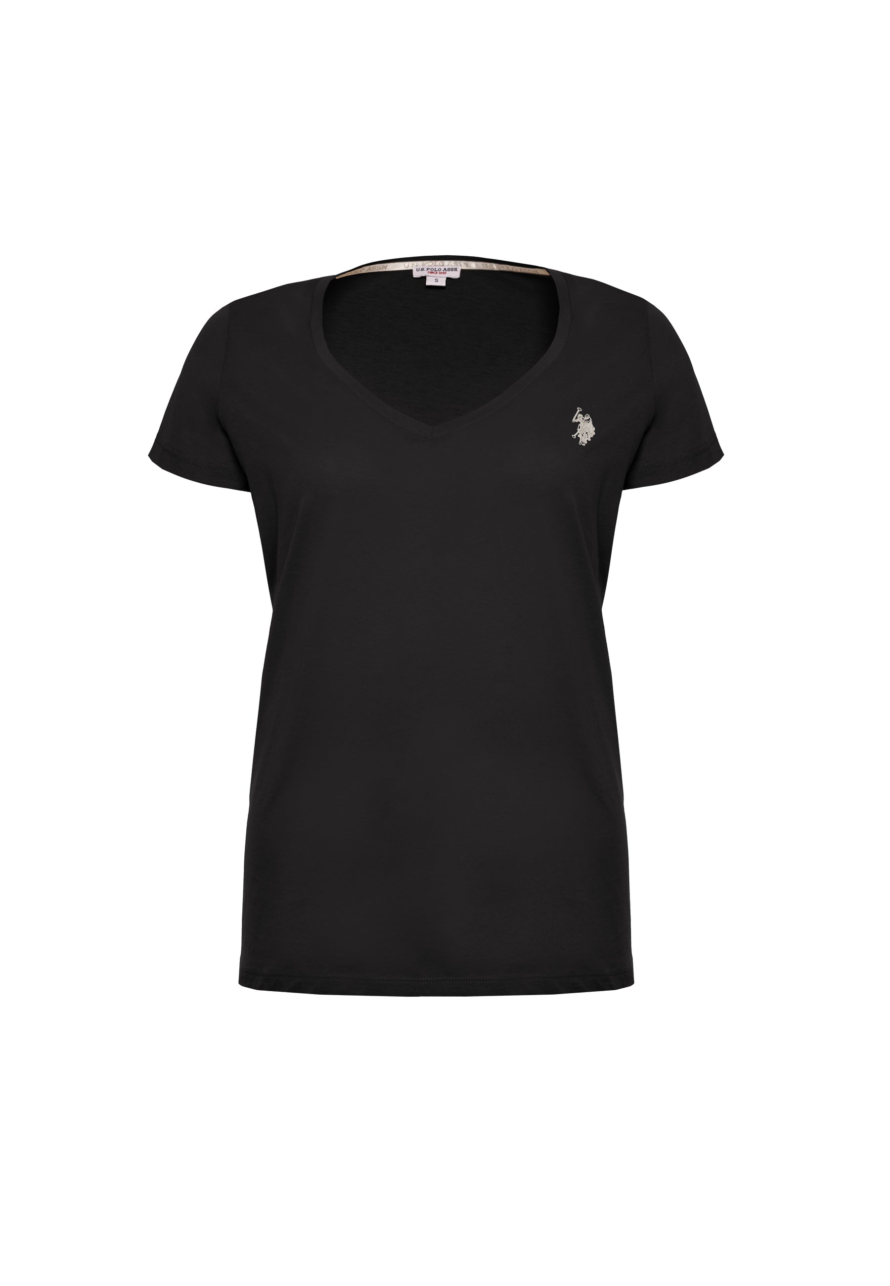 T-shirt da donna a maniche corte in cotone con scollo a V