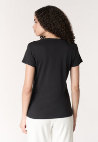 T-shirt da donna a maniche corte in cotone con scollo a V