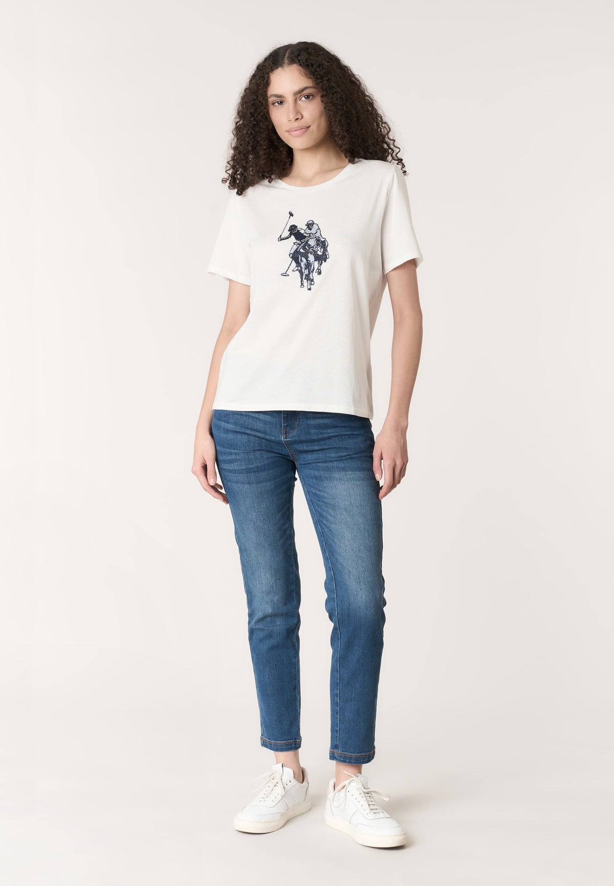 T-shirt da donna a maniche corte con stampa Double Horsemen