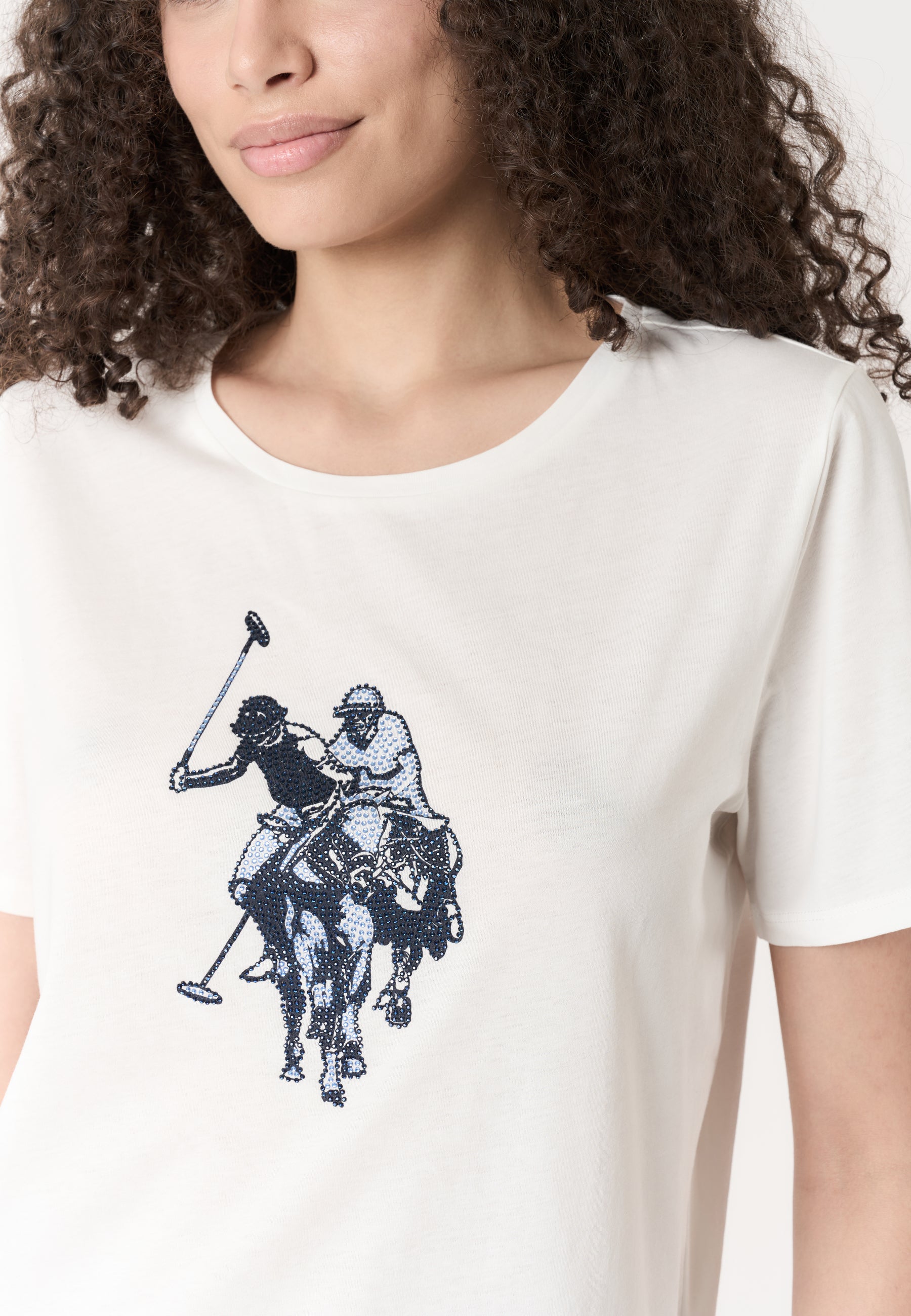 T-shirt da donna a maniche corte con stampa Double Horsemen