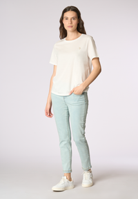 T-shirt donna in cotone light jersey con logo ricamato