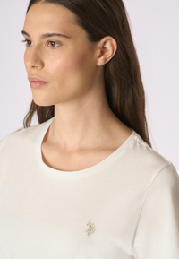 T-shirt donna in cotone light jersey con logo ricamato