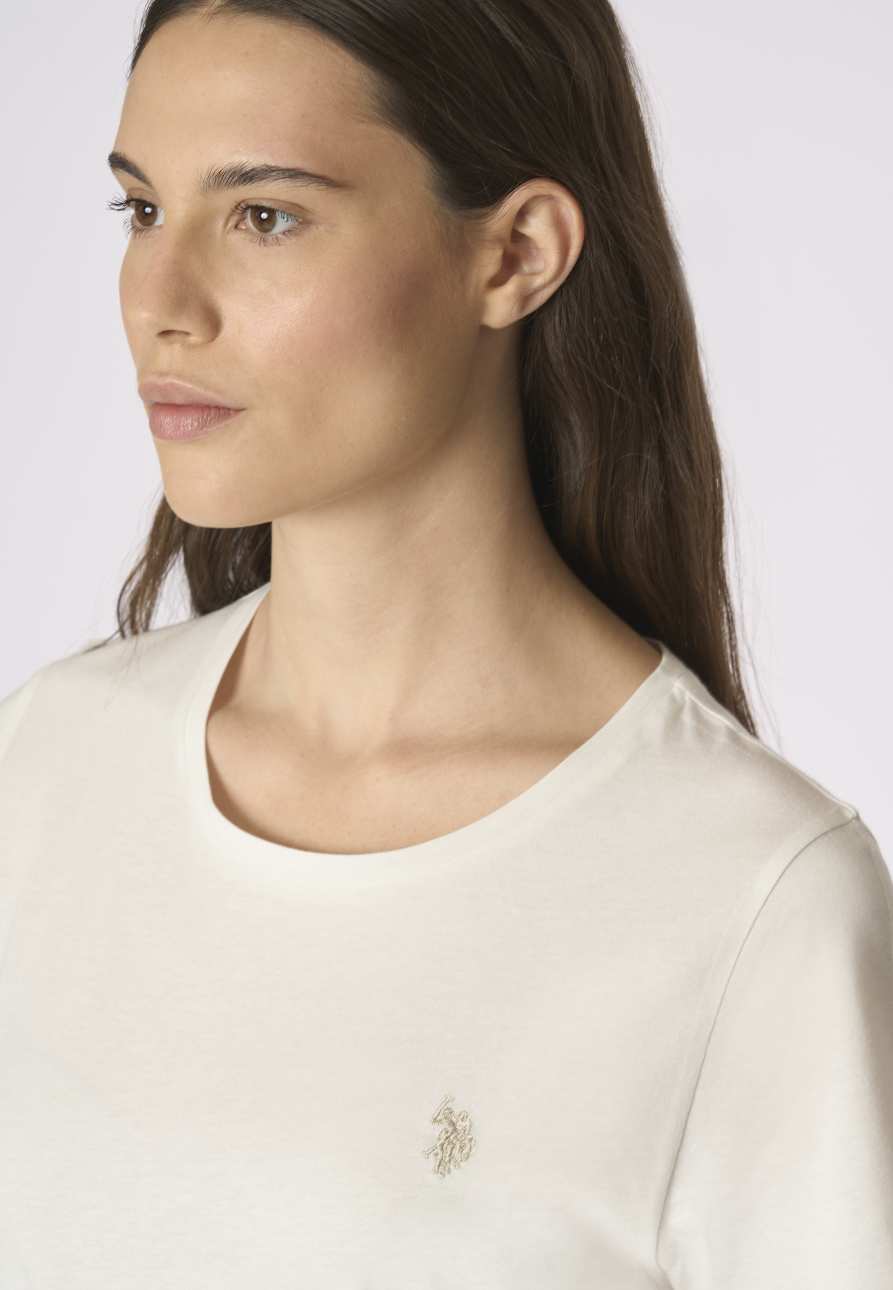 T-shirt donna in cotone light jersey con logo ricamato