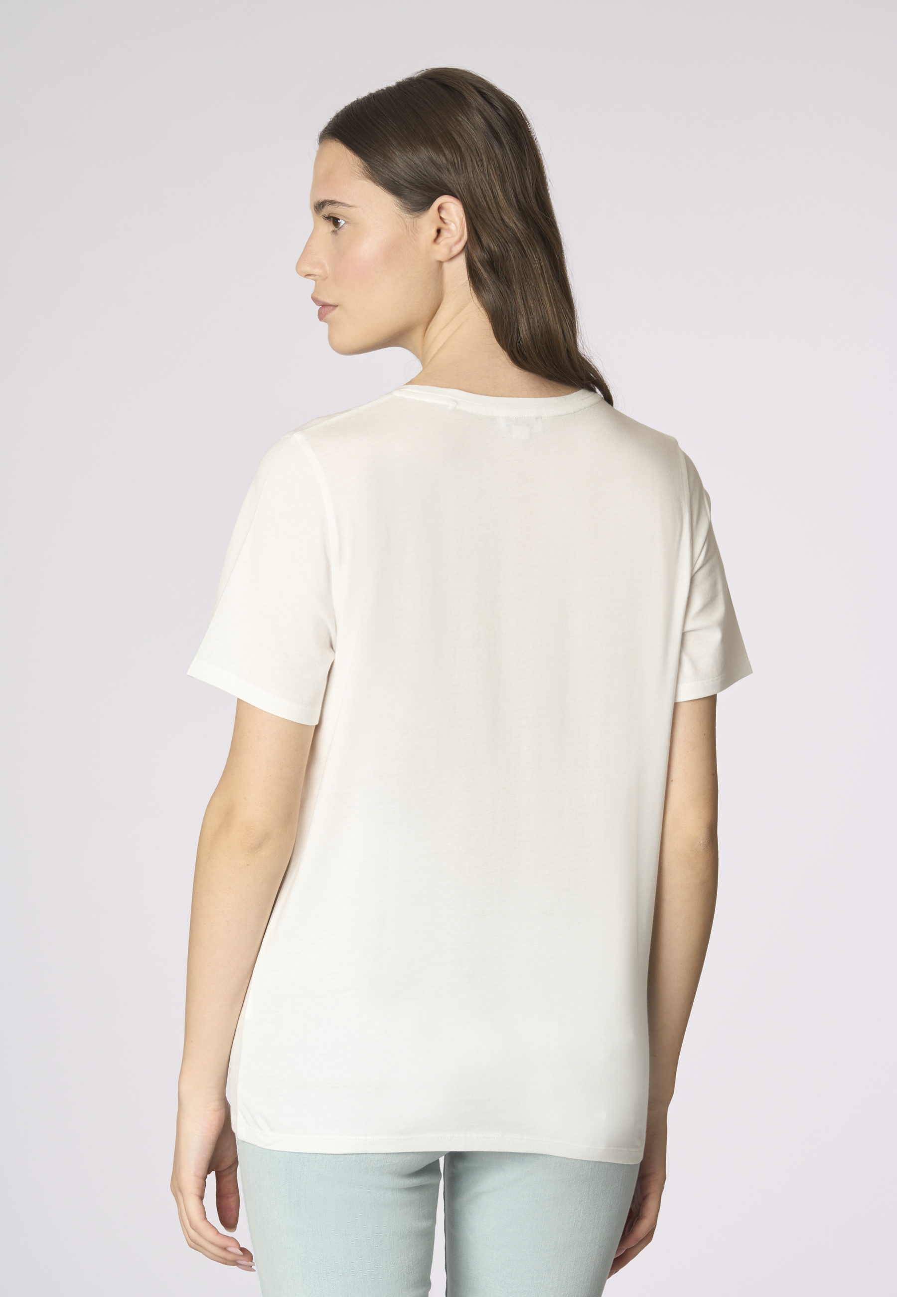 T-shirt donna in cotone light jersey con logo ricamato