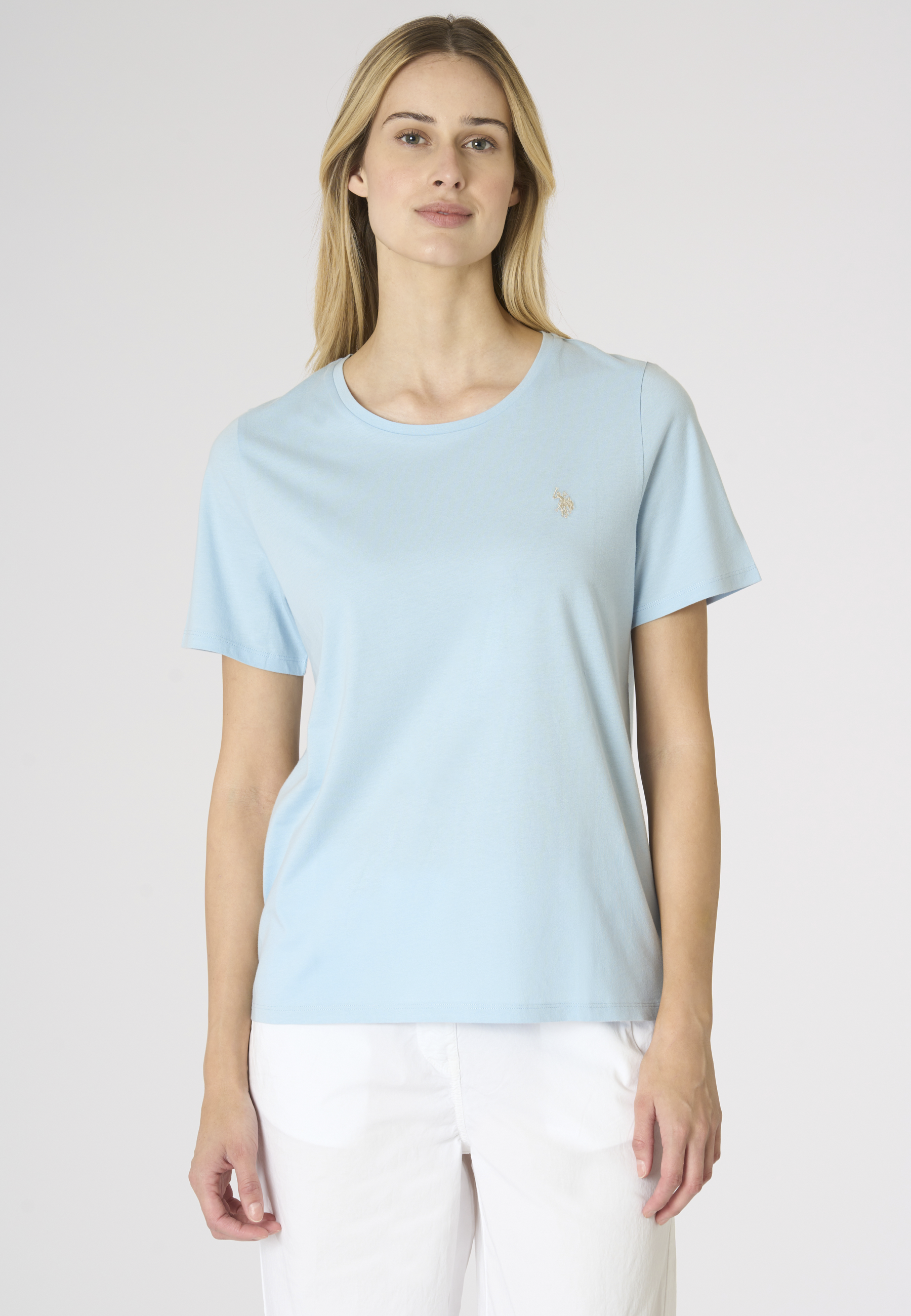 T-shirt donna in cotone light jersey con logo ricamato