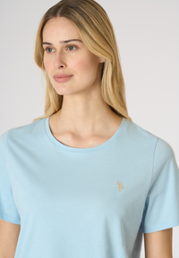 T-shirt donna in cotone light jersey con logo ricamato