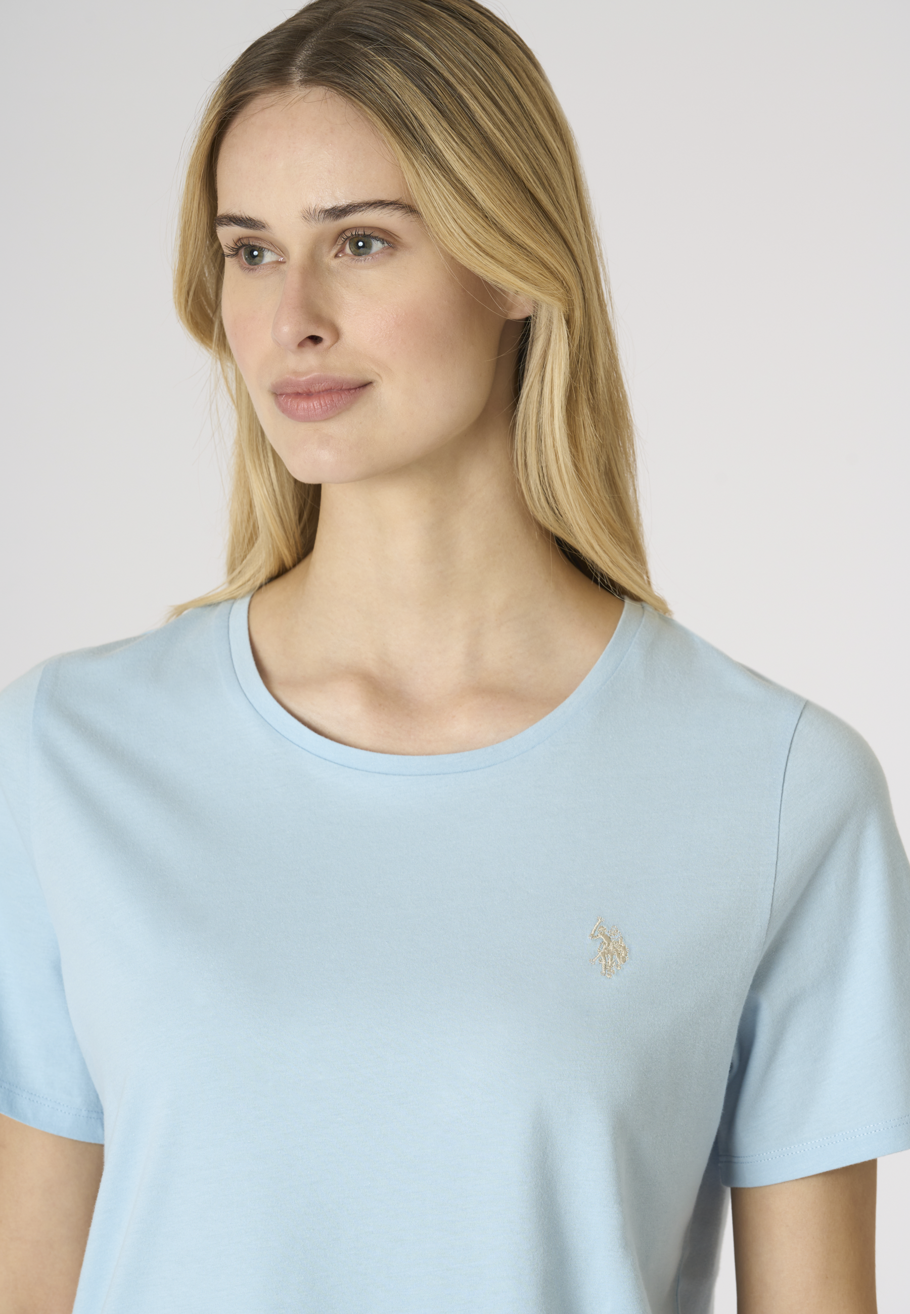 T-shirt donna in cotone light jersey con logo ricamato