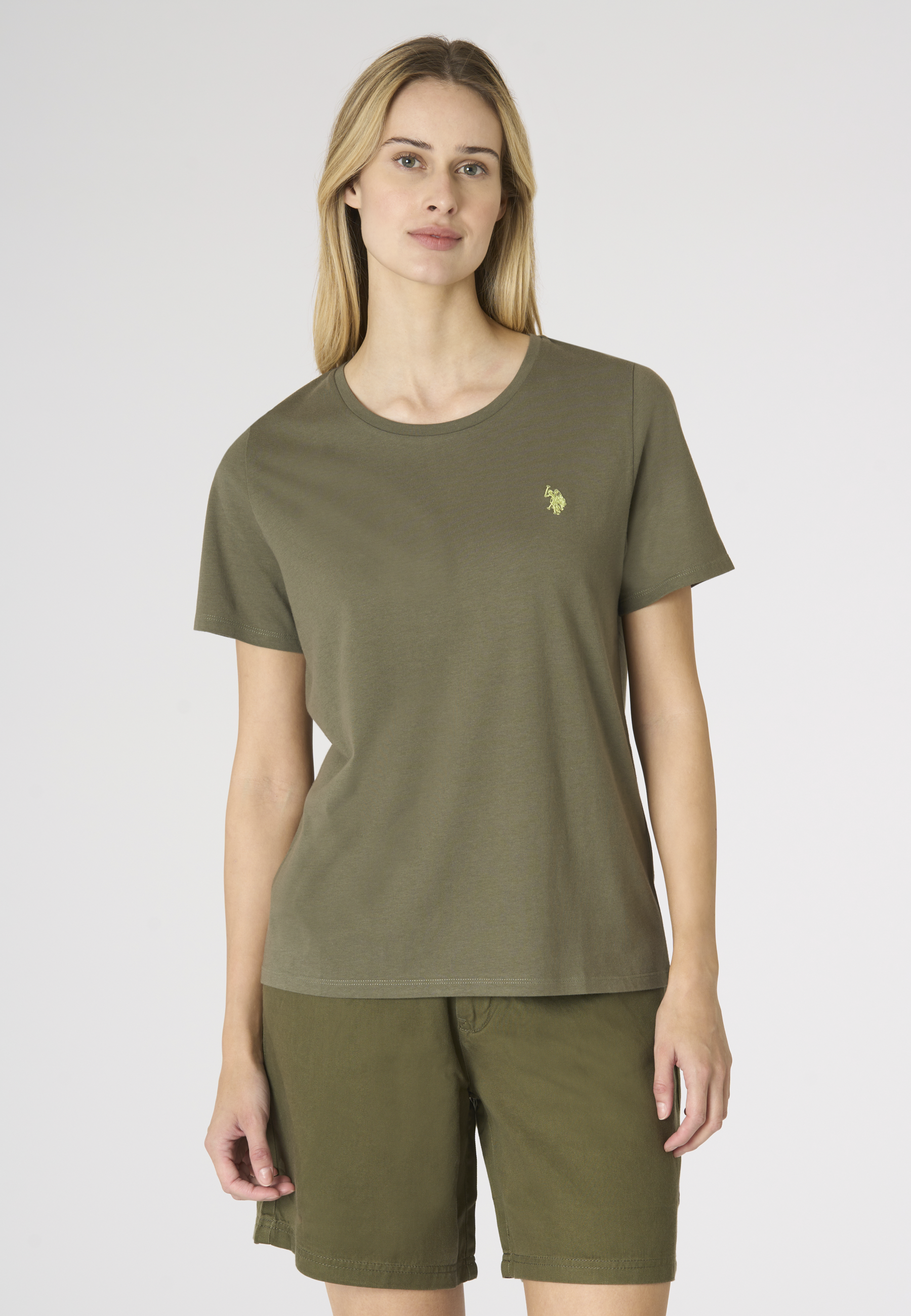 T-shirt donna in cotone light jersey con logo ricamato