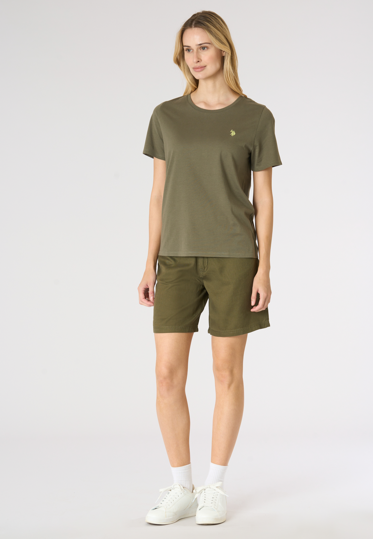 T-shirt donna in cotone light jersey con logo ricamato
