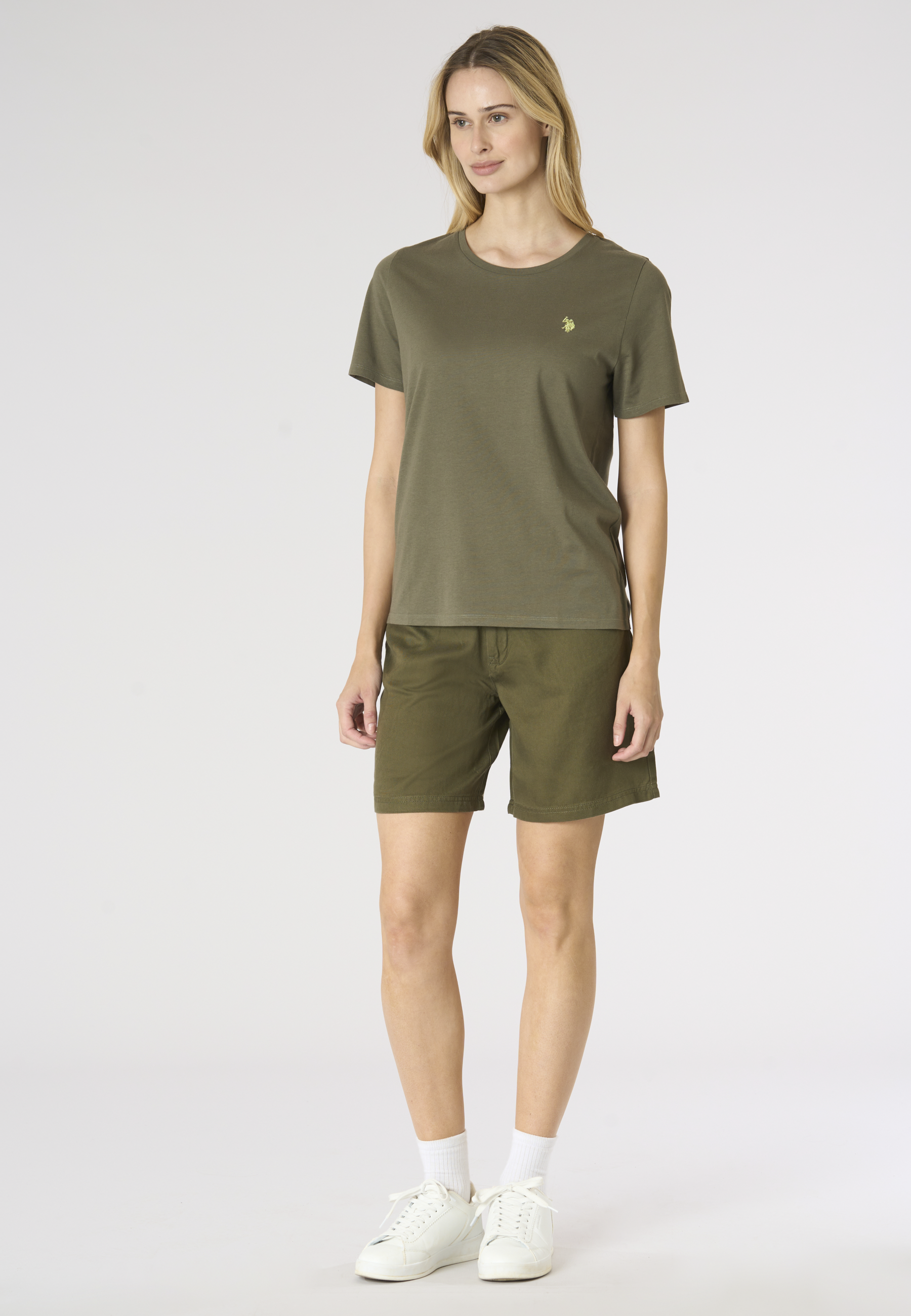 T-shirt donna in cotone light jersey con logo ricamato