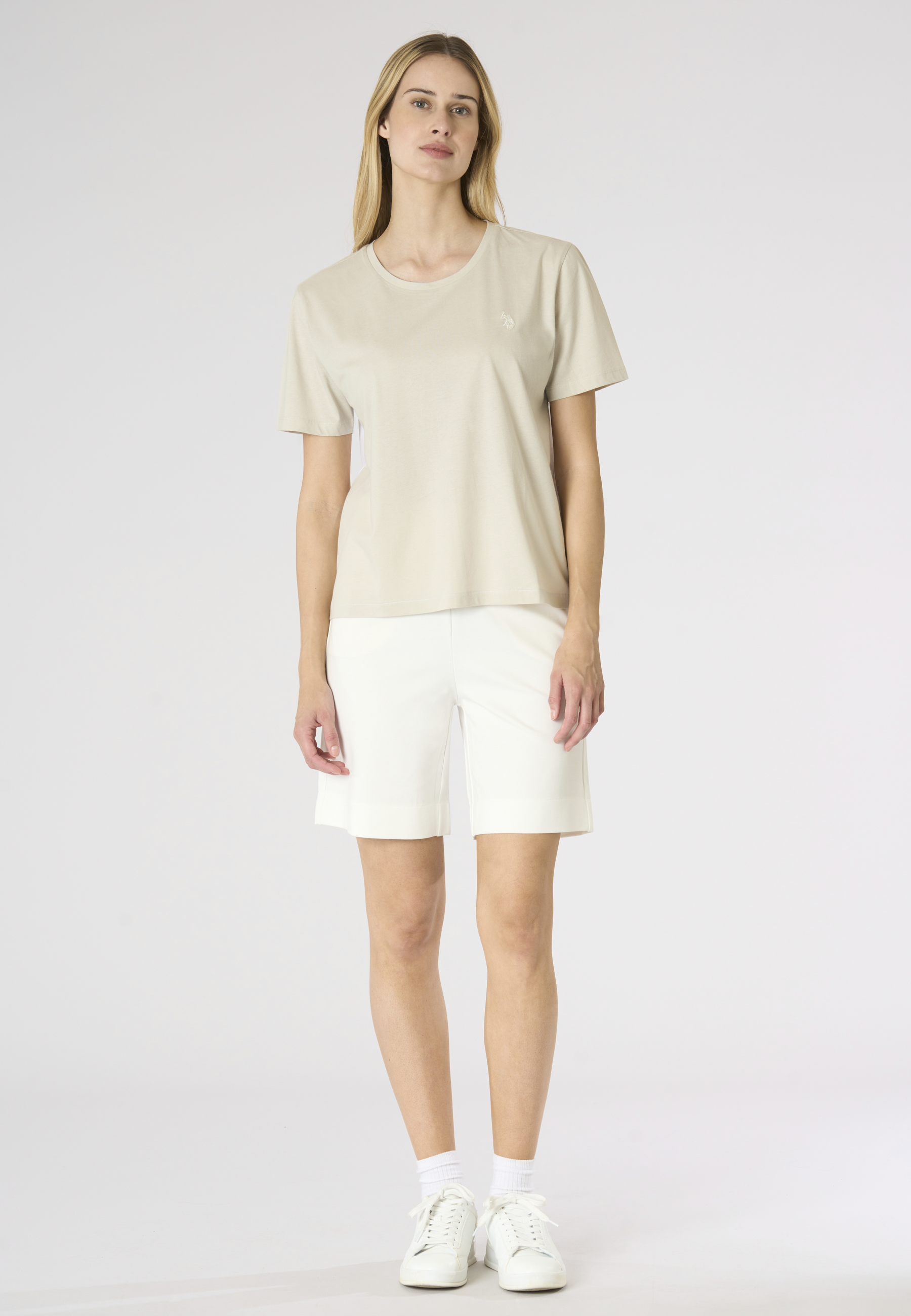 T-shirt in cotone con inserto a contrasto sul retro