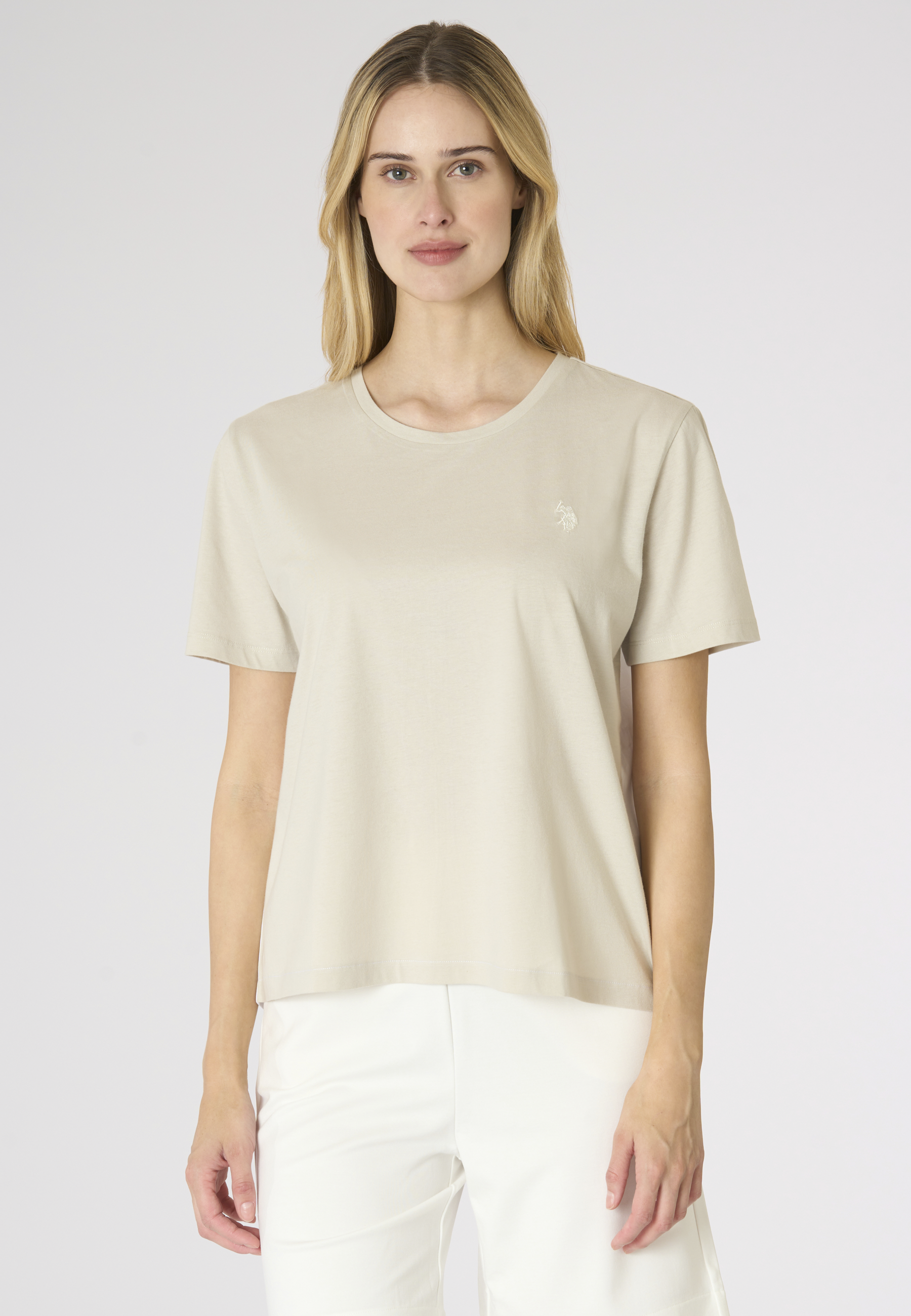 T-shirt in cotone con inserto a contrasto sul retro