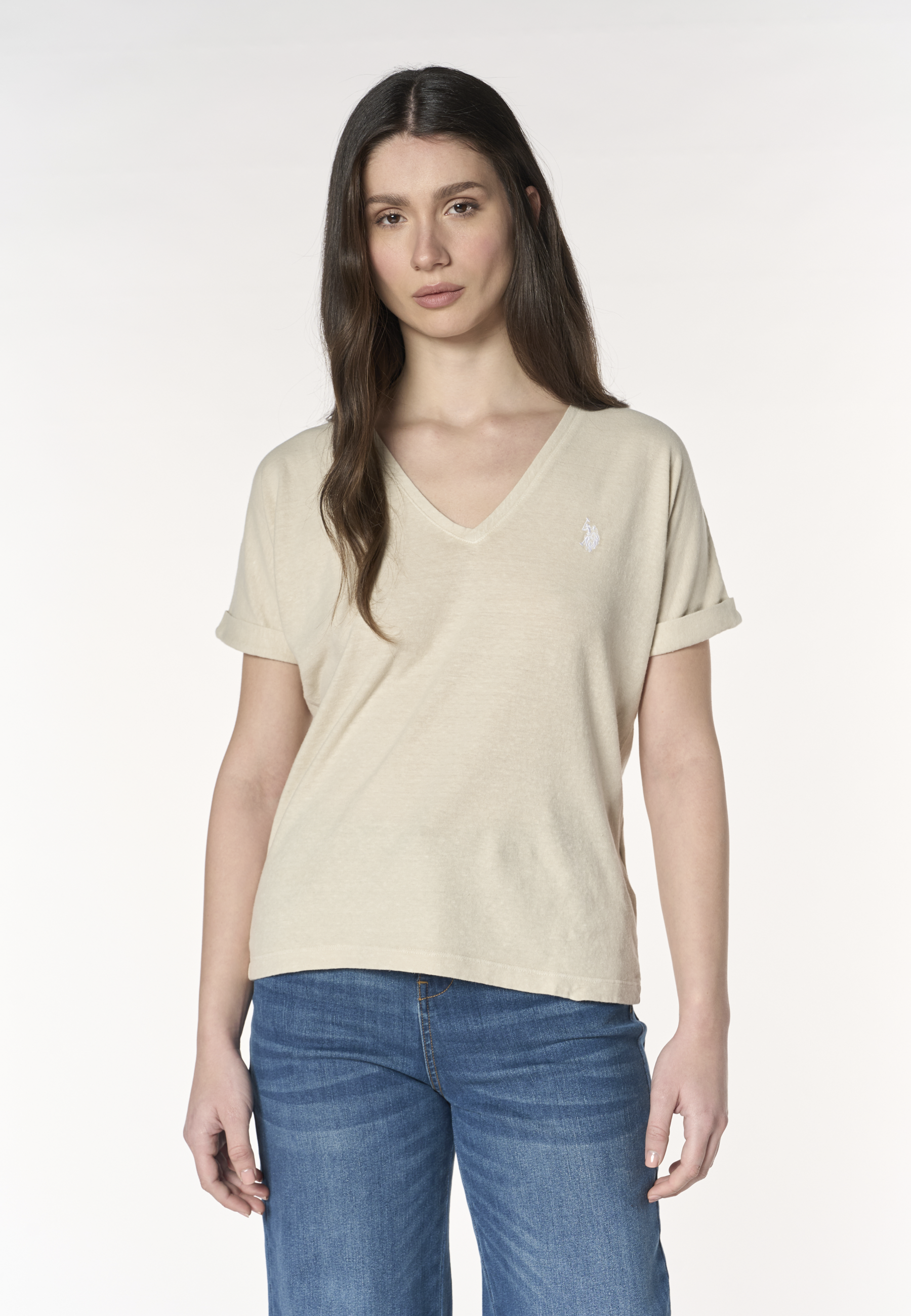 T-shirt da donna in misto canapa e cotone Premium Quality