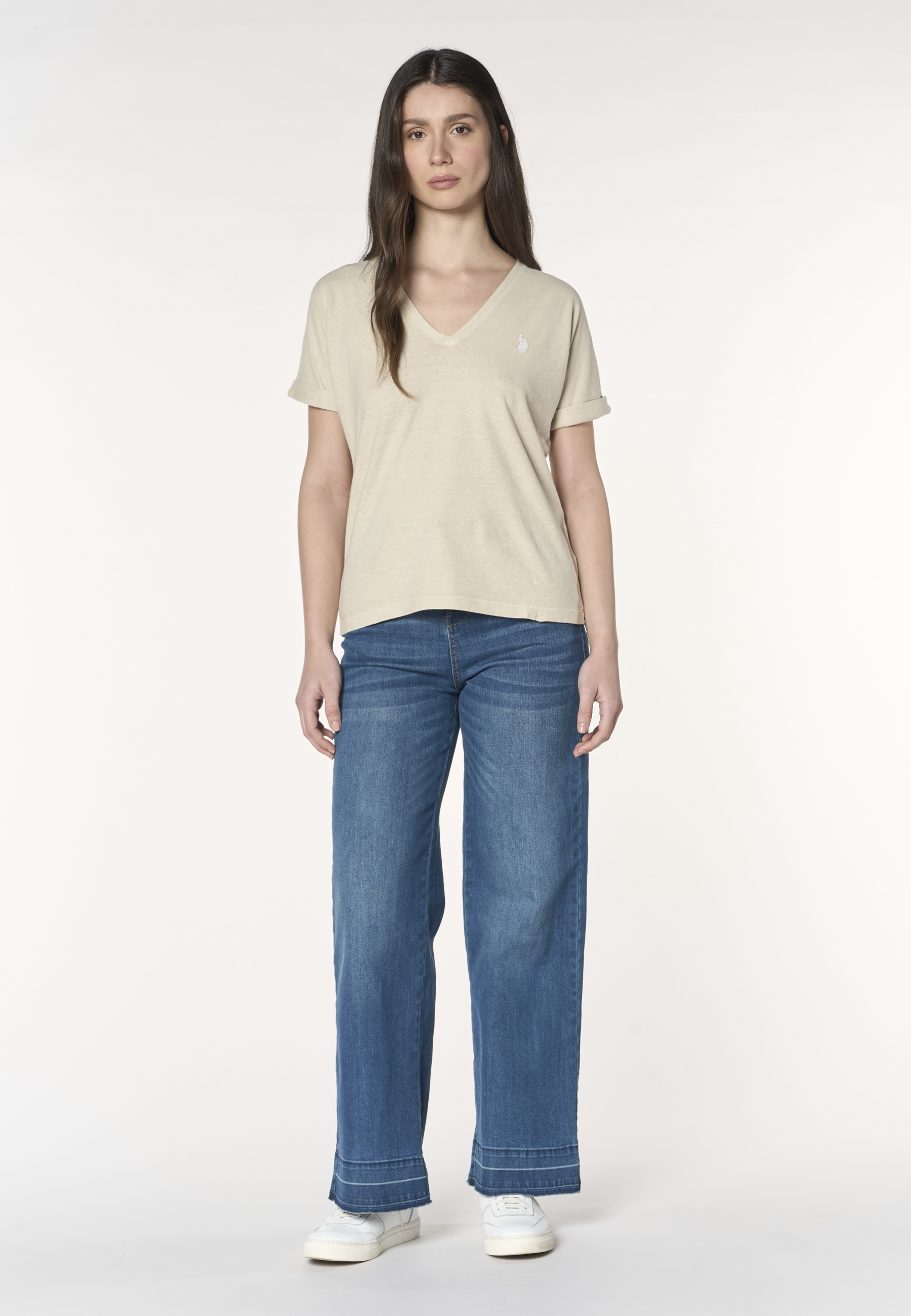 T-shirt da donna in misto canapa e cotone Premium Quality