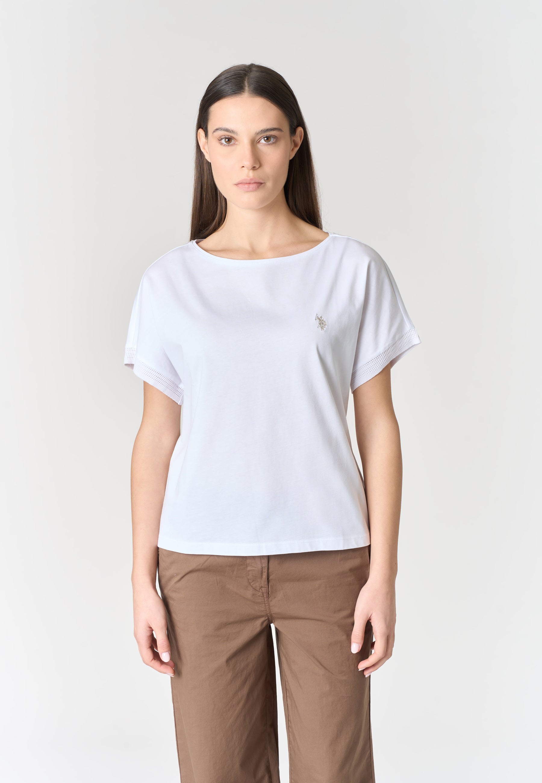 T-shirt da donna in cotone con manica stile kimono