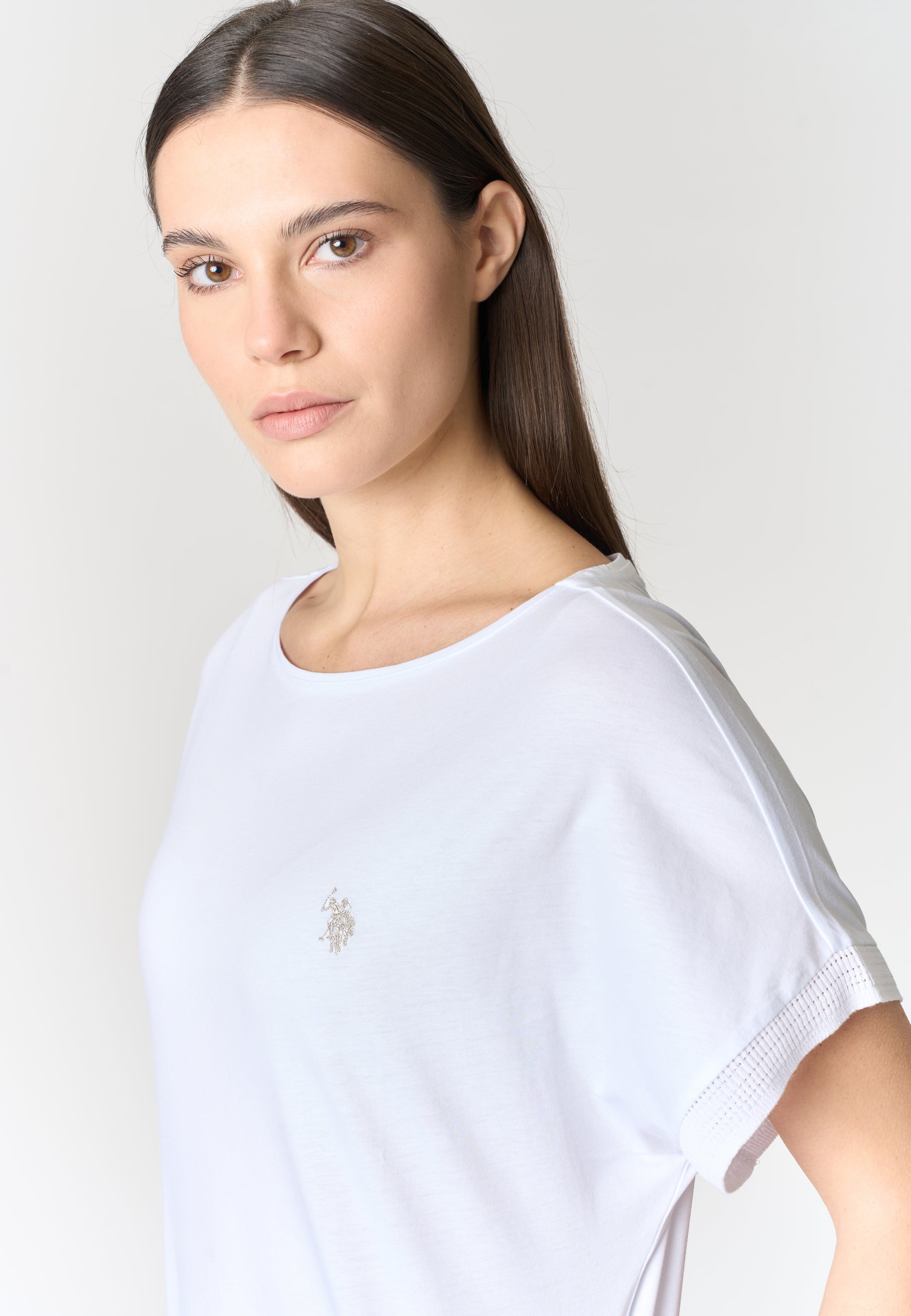 T-shirt da donna in cotone con manica stile kimono