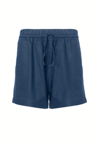 Shorts da donna in misto cotone e lino con vita elasticizzata e coulisse